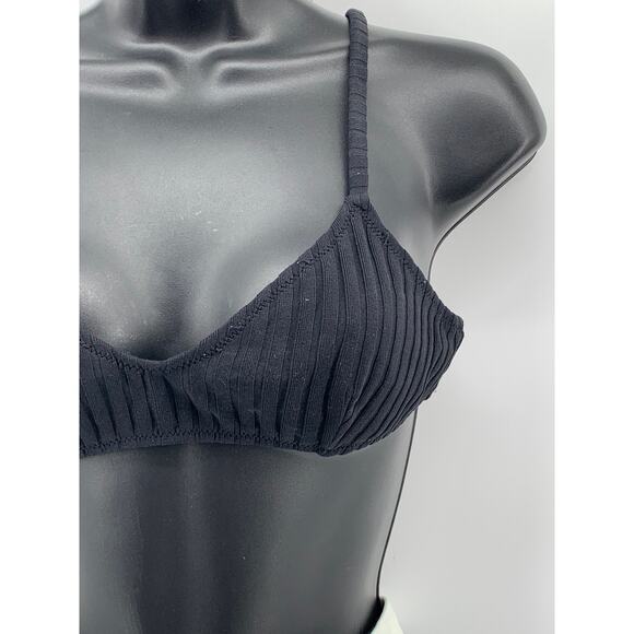 SOLID & STRIPE Women's Black Ribbed Belted V-Neck 2pc Bikini SZ S/M - Picture 5 of 11